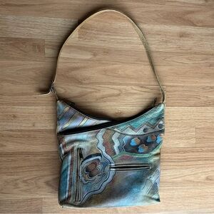 Anuschka Hand-Painted Multicolor Leather Shoulder Bag